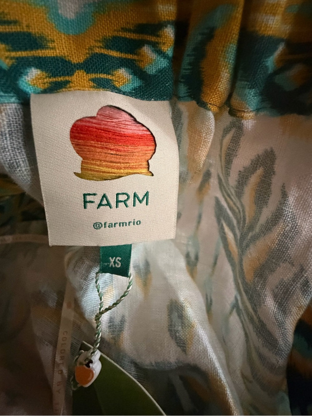NWT FARM Rio Green & Yellow Halter Dress - Picture 16 of 16